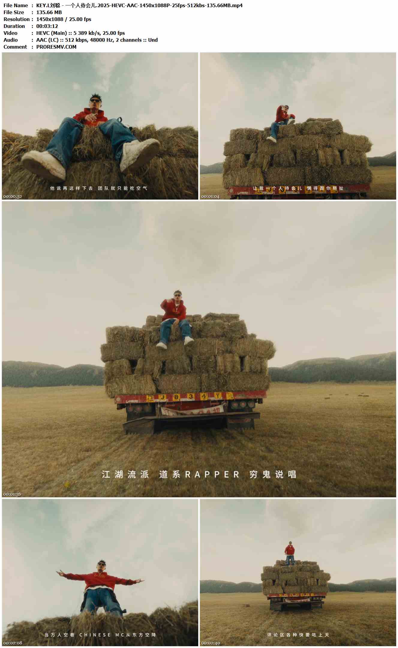 KEY.L刘聪 - 一个人待会儿.2025-HEVC-AAC-1450x1088P-25fps-512kbs-135.66MB官方MV_高清MV